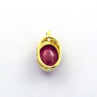 Rubinanhänger aus 585 Gelbgold mit Diamant und Brillant, nachhaltiger second hand Schmuck perfekt aufgearbeitet
