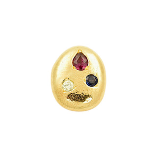 Rubinanhänger aus 750 Gelbgold mit Saphir und Brillant, nachhaltiger second-hand Schmuck perfekt aufgearbeitet