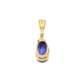 Saphiranhänger aus 585 Gelbgold mit Brillant, nachhaltiger second-hand Schmuck perfekt aufgearbeitet