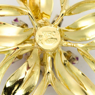 Anhänger aus 750 Gelbgold mit Saphir und Rubin, nachhaltiger second hand Schmuck perfekt aufgearbeitet