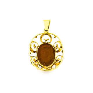 Anhänger aus 585 Gelbgold mit Tigerauge, nachhaltiger second hand Schmuck perfekt aufgearbeitet