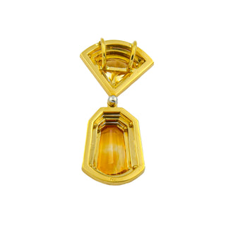Anhänger aus 750 Gelb- und Weißgold mit Citrin und Brillant, nachhaltiger second hand Schmuck perfekt aufgearbeitet