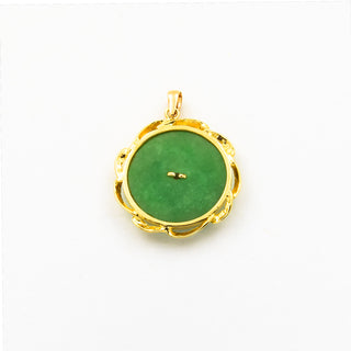 Anhänger aus 750 Gelb- und Weißgold mit Jade und Brillant, nachhaltiger second hand Schmuck perfekt aufgearbeitet
