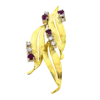 Rubinanhänger aus 750 Gelb- und Weißgold mit Brillant, nachhaltiger second hand Schmuck perfekt aufgearbeitet