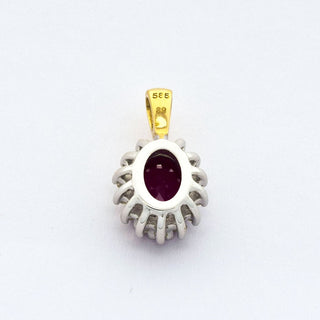 Anhänger aus 585 Gelb- und Weißgold mit Rubin und Brillant, nachhaltiger second hand Schmuck perfekt aufgearbeitet