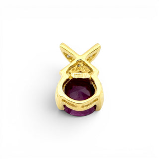 Rubinanhänger aus 585 Gelb- und Weißgold mit Brillant, nachhaltiger second-hand Schmuck perfekt aufgearbeitet
