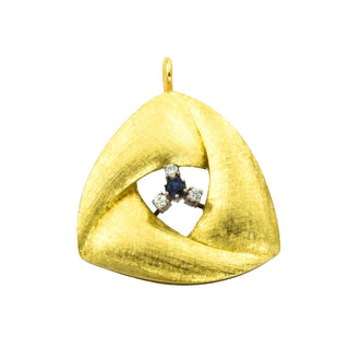 Anhänger aus 585 Gelb- und Weißgold mit Saphir und Brillant, nachhaltiger second hand Schmuck perfekt aufgearbeitet