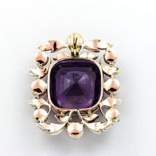 Anhänger aus 333 Gold/Silber mit Amethyst und Diamant, nachhaltiger second hand Schmuck perfekt aufgearbeitet