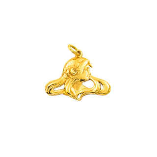 Anhänger Mädchen mit Rose aus 585 Gelbgold, nachhaltiger second hand Schmuck perfekt aufgearbeitet