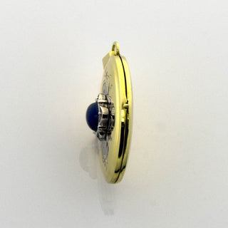 Anhänger/Medaillon aus 585 Gelb- und Weißgold mit Saphir, nachhaltiger second hand Schmuck perfekt aufgearbeitet