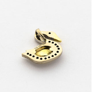 Brillantanhänger Schwan aus 750 Gelb- und Weißgold, nachhaltiger second hand Schmuck perfekt aufgearbeitet