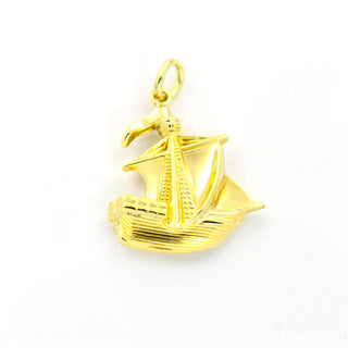 Anhänger Segelschiff aus 585 Gelbgold, nachhaltiger second hand Schmuck perfekt aufgearbeitet