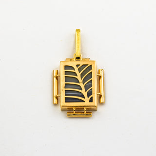 Anhänger Tanne aus 750 Gelbgold mit Achat, nachhaltiger second hand Schmuck perfekt aufgearbeitet