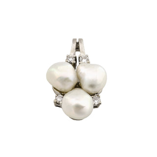 Perlenanhänger aus 585 Weißgold mit Brillant, nachhaltiger second hand Schmuck perfekt aufgearbeitet