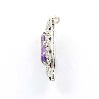 Anhänger aus 750 Weißgold/Platin mit Amethyst, Achat und Diamant, nachhaltiger second hand Schmuck perfekt aufgearbeitet