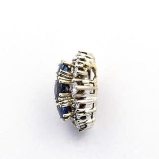 Saphiranhänger aus 585 Weißgold mit Brillant, nachhaltiger second hand Schmuck perfekt aufgearbeitet