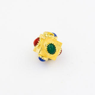 Anhänger Würfel aus 585 Gelbgold mit Glas, nachhaltiger second hand Schmuck perfekt aufgearbeitet