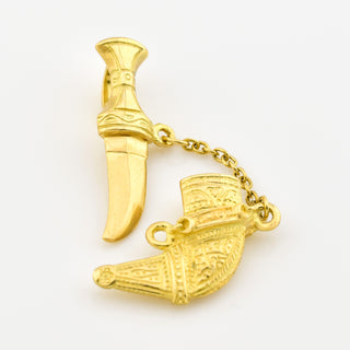 Anhänger Zeremoniendolch aus 750 Gelbgold, nachhaltiger second hand Schmuck perfekt aufgearbeitet