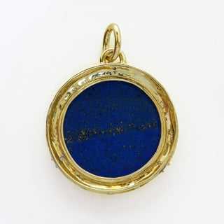 Anhänger Eule aus 585 Gelbgold mit Lapislazuli und Brillant, nachhaltiger second hand Schmuck perfekt aufgearbeitet