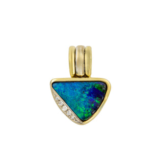 Anhänger aus 585 Gelb- und Weißgold mit Opal und Brillant, nachhaltiger second hand Schmuck perfekt aufgearbeitet