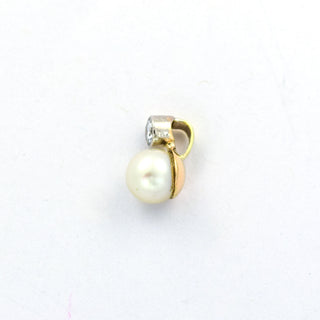 Perlenanhänger aus 585 Gelb- und Weißgold mit Brillant, nachhaltiger second hand Schmuck perfekt aufgearbeitet