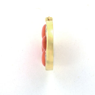 Korallenanhänger aus 585 Gelbgold mit Diamant, nachhaltiger second hand Schmuck perfekt aufgearbeitet