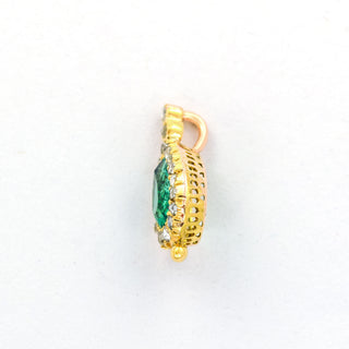 Smaragdanhänger aus 585 Roségold mit Diamant, nachhaltiger second hand Schmuck perfekt aufgearbeitet