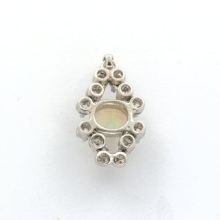 Anhänger aus 585 Weißgold mit Opal und Brillant, nachhaltiger second hand Schmuck perfekt aufgearbeitet
