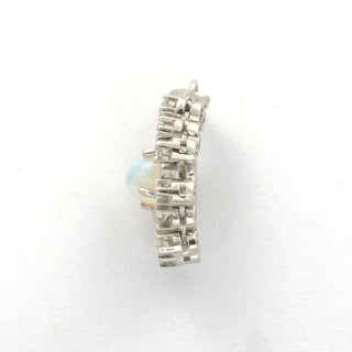 Anhänger aus 585 Weißgold mit Opal und Brillant, nachhaltiger second hand Schmuck perfekt aufgearbeitet