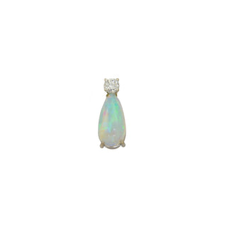 Anhänger aus 750 Weißgold mit Opal und Brillant, nachhaltiger second hand Schmuck perfekt aufgearbeitet