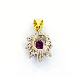 Rubinanhänger aus 585 Weißgold mit Brillant, nachhaltiger second hand Schmuck perfekt aufgearbeitet