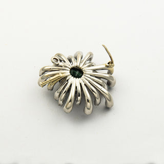 Anhänger/Brosche aus 585 Weißgold mit Turmalin und Brillant, nachhaltiger second hand Schmuck perfekt aufgearbeitet