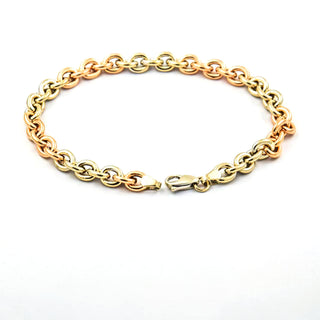 Ankerarmband aus 585 Weiß- und Roségold, nachhaltiger second hand Schmuck perfekt aufgearbeitet