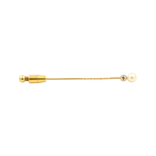 Anstecknadel aus 585 Gelbgold mit Perle und Brillant, nachhaltiger second hand Schmuck perfekt aufgearbeitet