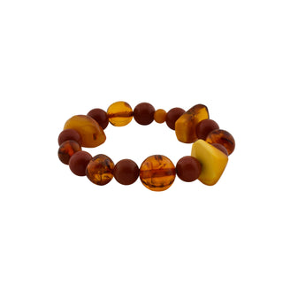 Armband mit Bernstein und Feuerstein, nachhaltiger second hand Schmuck perfekt aufgearbeitet