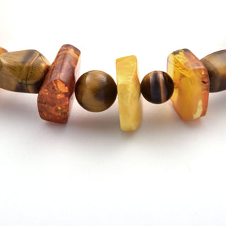 Armband mit Bernstein und Tigerauge, nachhaltiger second hand Schmuck perfekt aufgearbeitet