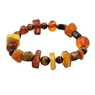 Armband mit Bernstein und Tigerauge, nachhaltiger second hand Schmuck perfekt aufgearbeitet