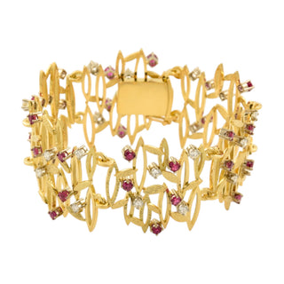 Rubinarmband aus 750 Gelb- und Weißgold mit Brillant, nachhaltiger second-hand Schmuck perfekt aufgearbeitet