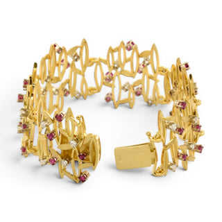 Rubinarmband aus 750 Gelb- und Weißgold mit Brillant, nachhaltiger second-hand Schmuck perfekt aufgearbeitet