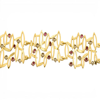 Rubinarmband aus 750 Gelb- und Weißgold mit Brillant, nachhaltiger second-hand Schmuck perfekt aufgearbeitet