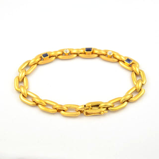 Saphirarmband aus 585 Gelb- und Rotgold mit Diamant, nachhaltiger second hand Schmuck perfekt aufgearbeitet