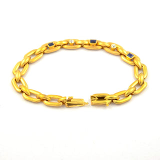 Saphirarmband aus 585 Gelb- und Rotgold mit Diamant, nachhaltiger second hand Schmuck perfekt aufgearbeitet