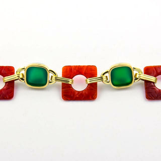 Armband aus 585 Gelbgold mit Achat und Karneol, nachhaltiger second hand Schmuck perfekt aufgearbeitet
