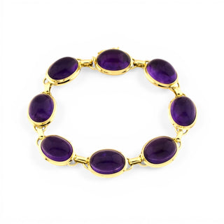Armband aus 585 Gelbgold mit Amethyst, nachhaltiger second hand Schmuck perfekt aufgearbeitet