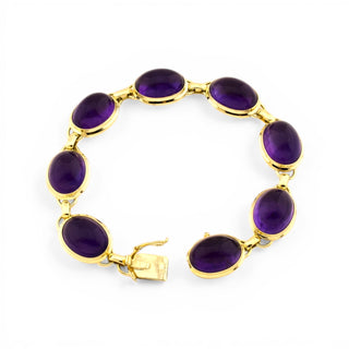 Armband aus 585 Gelbgold mit Amethyst, nachhaltiger second hand Schmuck perfekt aufgearbeitet
