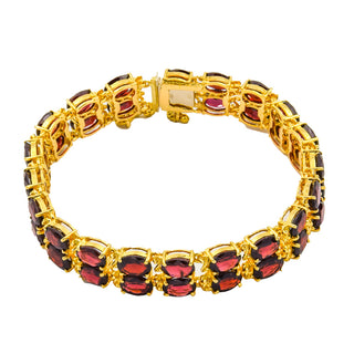 Armband aus 585 Gelbgold mit Granat, nachhaltiger second hand Schmuck perfekt aufgearbeitet