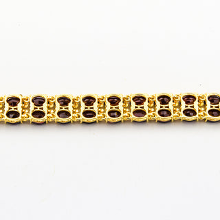 Armband aus 585 Gelbgold mit Granat, nachhaltiger second hand Schmuck perfekt aufgearbeitet