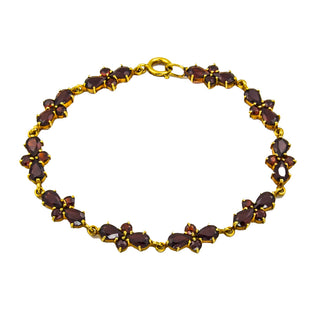 Armband aus 333 Gelbgold mit Granat, nachhaltiger second hand Schmuck perfekt aufgearbeitet