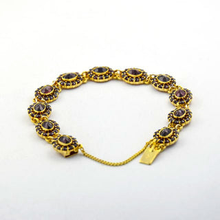 Granatarmband aus 375 Gelbgold, nachhaltiger second hand Schmuck perfekt aufgearbeitet