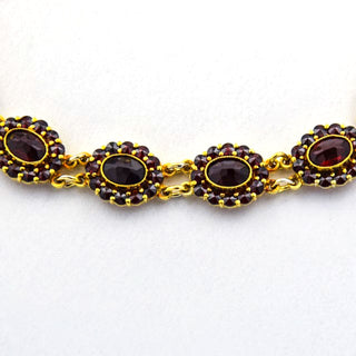 Granatarmband aus 375 Gelbgold, nachhaltiger second hand Schmuck perfekt aufgearbeitet